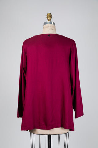 Blouse rouge cerise à pli creux (10+)