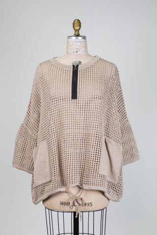 Haut sable oversized en tricot de coton (TU)