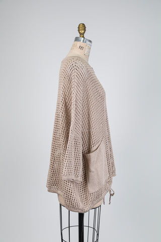 Haut sable oversized en tricot de coton (TU)