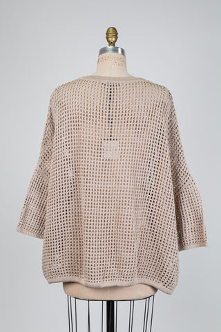 Haut sable oversized en tricot de coton (TU)