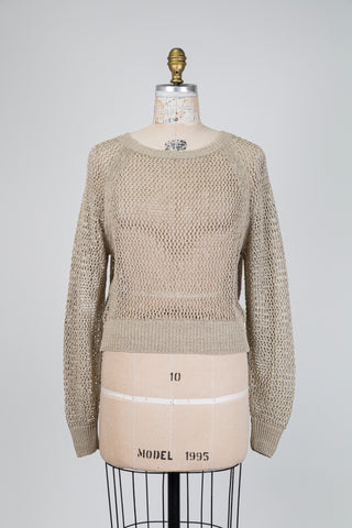 Chandail en maille ajouré beige (TU)