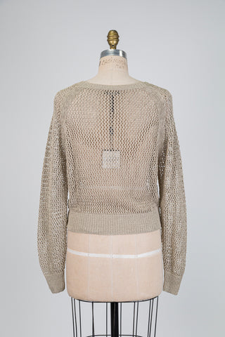Chandail en maille ajouré beige (TU)