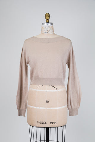 Chandail écourté en maille beige (TU)