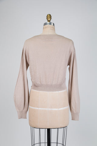Chandail écourté en maille beige (TU)
