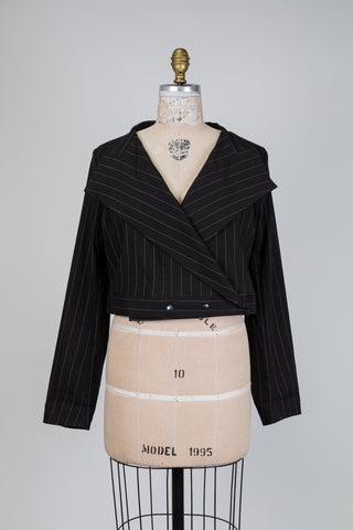 Black spencer with a large crossover collar (S+L)