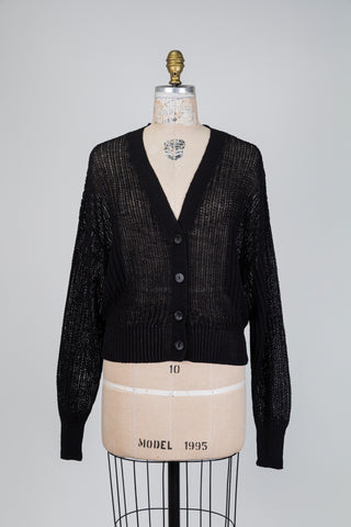 Black mesh knit cardigan (OS)