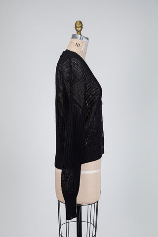 Black mesh knit cardigan (OS)