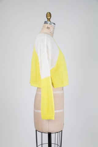 Lemon and fuchsia colorblock sweater (OS)