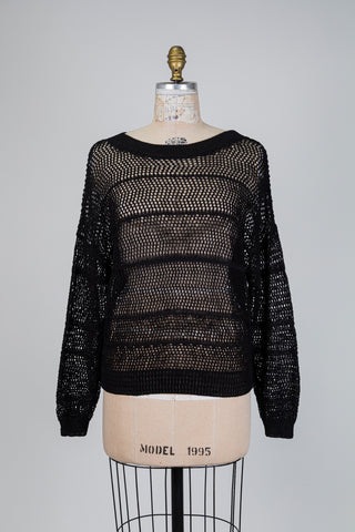 Black open-knit sweater (OS)