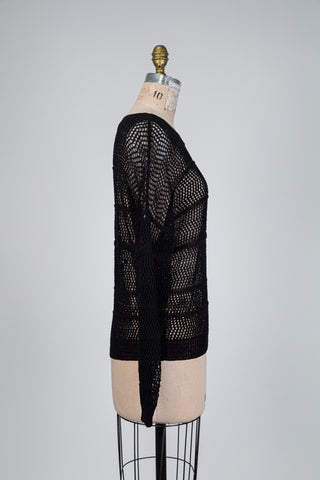 Black open-knit sweater (OS)