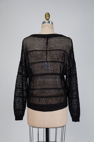 Black open-knit sweater (OS)