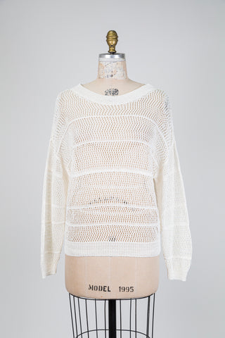Chandail blanc en maille ajourée (TU)