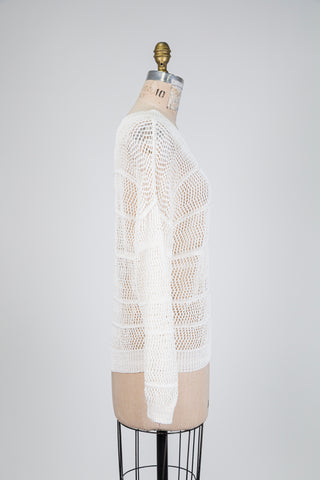 Chandail blanc en maille ajourée (TU)