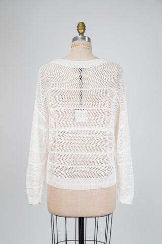 Chandail blanc en maille ajourée (TU)