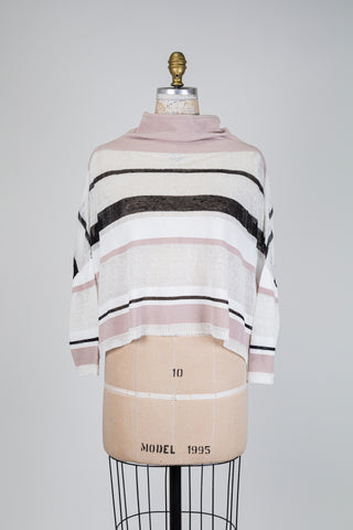 Chandail oversized écourté à rayures rose (TU)