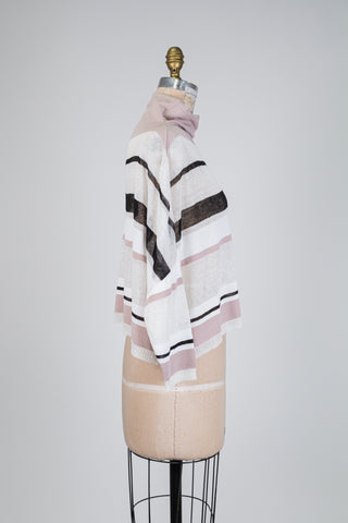 Chandail oversized écourté à rayures rose (TU)