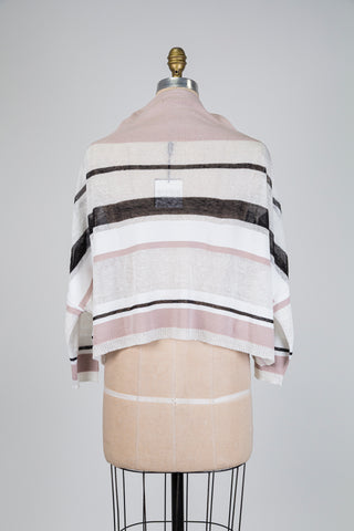 Chandail oversized écourté à rayures rose (TU)