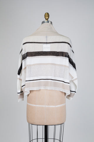 Chandail oversized écourté à rayures sable (TU)