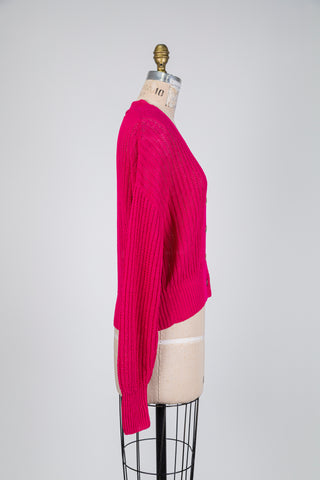 Fuchsia open-knit cardigan (OS)
