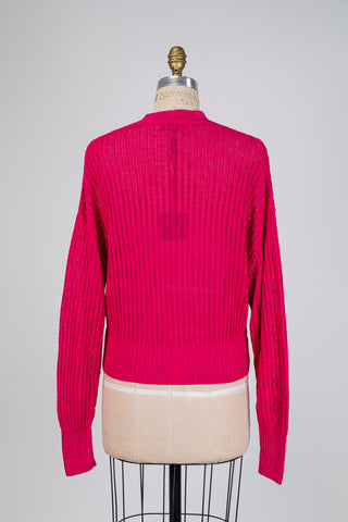 Fuchsia open-knit cardigan (OS)