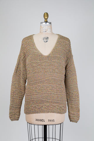Shimmering brown knit sweater (OS)