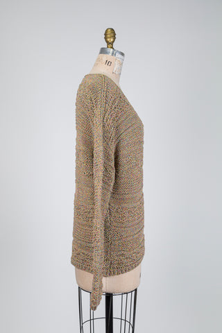Shimmering brown knit sweater (OS)