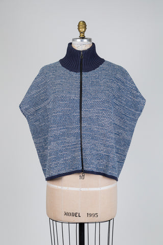 Veste en tricot à relief tons bleus (TU)