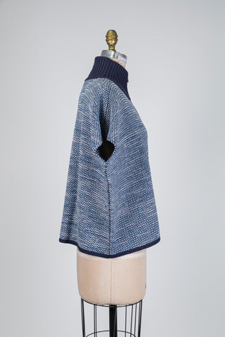 Veste en tricot à relief tons bleus (TU)