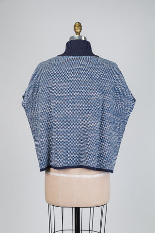 Veste en tricot à relief tons bleus (TU)