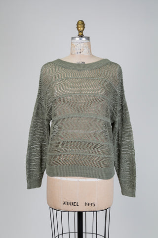 Chandail vert en maille ajourée (TU)