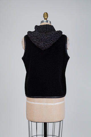 Veste sans manches en mouton renversé noir (2+4)