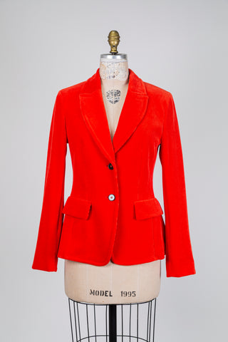 Intense coral corduroy blazer (S)