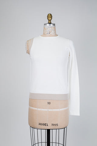 Chandail blanc à manche unique (TU)