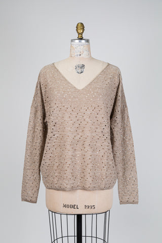 Silvery beige light-drop sweater (OS)