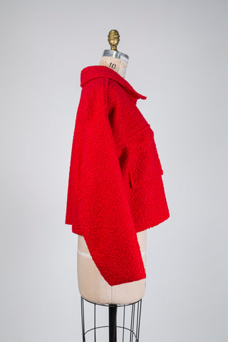 Veste rouge en tricot bouclé (M/L)