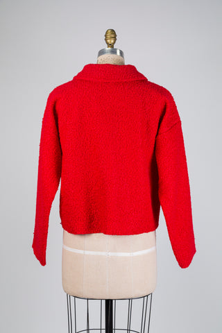 Veste rouge en tricot bouclé (M/L)