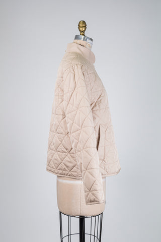 Veste matelassée beige à col châle amovible (2-4-6-8-12-14)