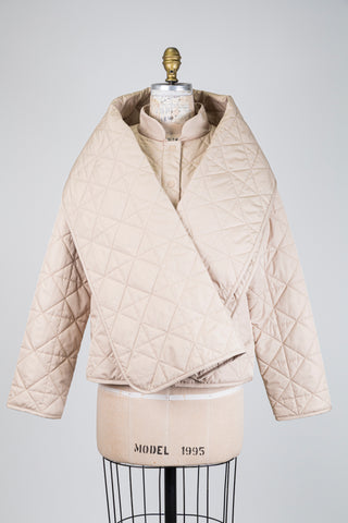 Veste matelassée beige à col châle amovible (2-4-6-8-12-14)