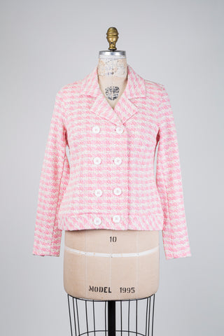 Veste en tweed rose et blanc (S-L-XL)