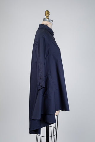 Chemisier marine évasé à coupe asymétrique (S+M)