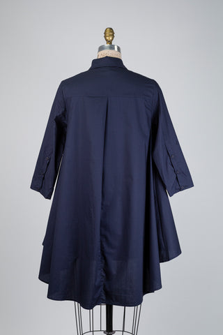 Chemisier marine évasé à coupe asymétrique (S+M)