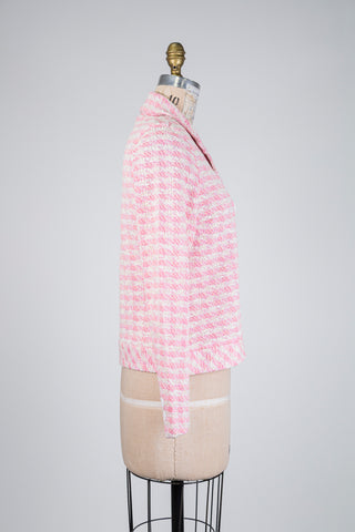Veste en tweed rose et blanc (S-L-XL)