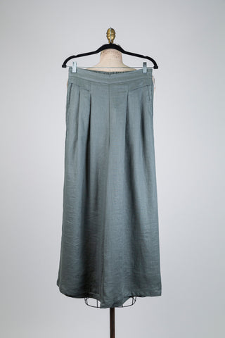 Pantalon en lin eucalyptus à jambe large (S)