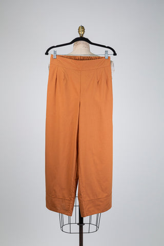 Pantalon camel à jambe large (S)