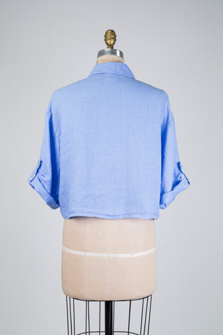 Blue linen blouse (M/L)