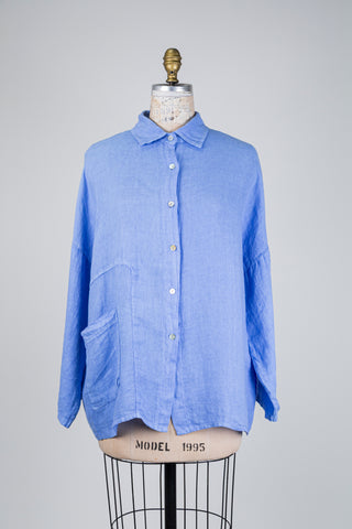 Vivid blue linen blouse (OS)