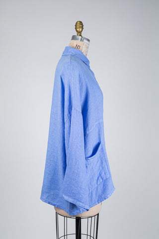 Vivid blue linen blouse (OS)