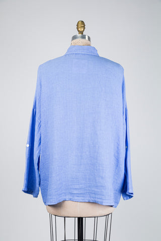 Vivid blue linen blouse (OS)