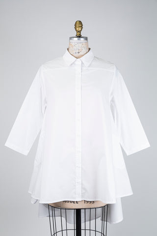 White flared asymmetric cut blouse (S)