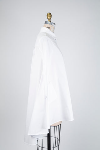 White flared asymmetric cut blouse (S)